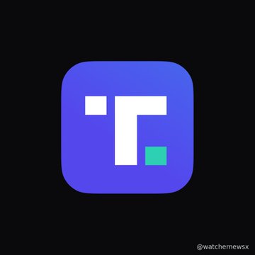 A purple and blue gradient app icon with a white geometric design and a small cyan square, labeled '@watchmewsx'.