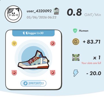 The image features a blue digital interface with several icons displayed, including a cartoon cat icon at the top left corner and various game elements related to a running or jogging game. The background of the screen displays the text "おはステ19°涼して曇っててもHEAL3が終わらず結局は汗かきました". This suggests that the main focus of the game is to promote a healthy lifestyle through running or jogging, and the game itself may be related to a jogger's inventory or gameplay system.