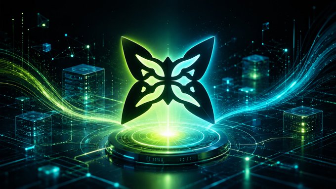 A glowing green butterfly logo hovers above a futuristic digital platform with circuit-like patterns and illuminated data cubes, symbolizing transformation and accessibility in advanced computing. The butterfly imagery visually reinforces the post's theme of making powerful computing more accessible and lightweight, suggesting a graceful, user-friendly approach to complex technology rather than heavy, expensive hardware ownership.