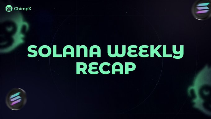 The image features a logo for a website that appears to be discussing the weekly performance of the cryptocurrency coin Solana. It shows three green circles placed around the text "Solana Weekly RECAP", with a smaller green circle inside each circle. There are two blue bubbles placed behind these circles, which appear to represent the trading volume of Solana over the past week. The website post also includes information about a SoFi-backed stablecoin called SoFiD and cash app adding support for it.