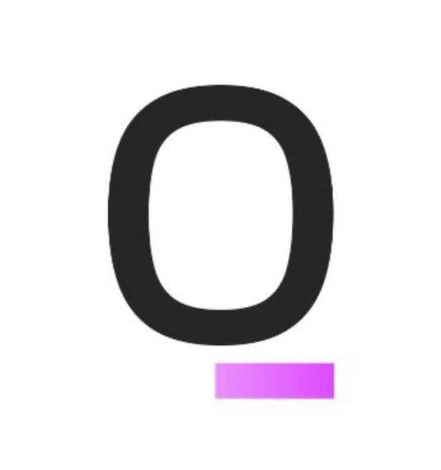A graphic featuring a large black letter 'O' above a pink rectangular underscore on a white background.