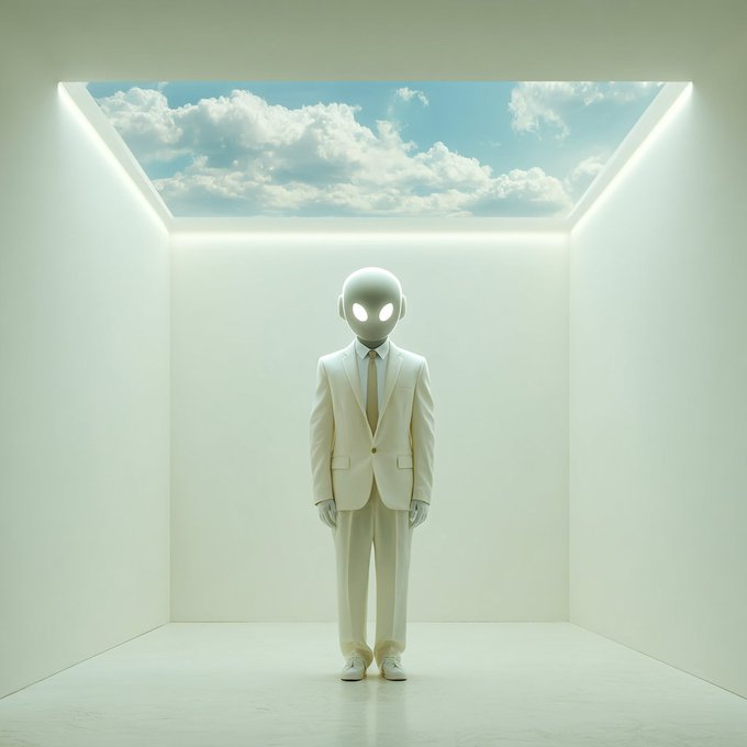The image features a man dressed in a suit standing alone in an empty room with white walls. The man appears to be wearing a tie, giving him a formal appearance. The room has a large window that allows natural light to enter, creating a bright atmosphere. The image also contains text elements related to cryptocurrency and the crypto market, suggesting that it may be discussing or analyzing the current state of the crypto world.