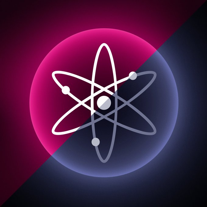 The image displays the Atom (ATOM) cryptocurrency logo, featuring a stylized atom symbol with electron orbits around a central nucleus, set against a gradient background of pink/magenta and dark purple. The post references stATOM, which is a liquid staking token backed by ATOM, explaining that while Stride's staking infrastructure is winding down, the underlying ATOM holdings backing stTokens remain intact and accessible through the redemption process outlined in the timeline.