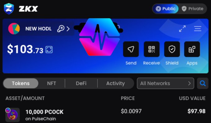 The image shows a screen displaying information about a wallet, specifically a new wallet called "zkx wallet" that has been created using Bitcoin. The wallet features a unique design with a hexagon shape and a blue background. It also includes various icons representing different aspects of the wallet, such as sending, receiving, and accessing funds. Additionally, there are several buttons on the screen for further customization or interaction with the wallet.