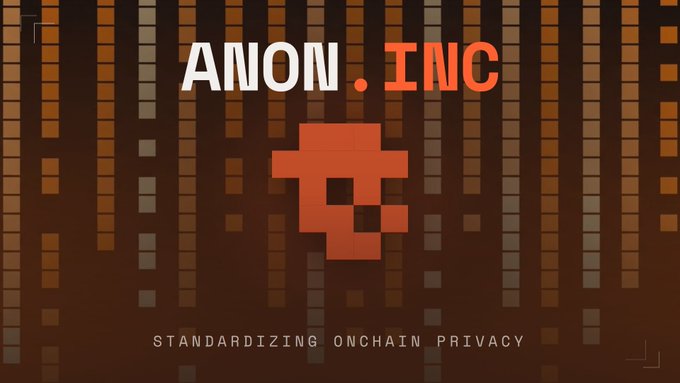 A logo banner for "ANON.INC" featuring a pixelated orange skull-like icon over a dark background of vertical orange bars, with the tagline "STANDARDIZING ONCHAIN PRIVACY" at the bottom.

The image serves as branding for ANON.INC, the project behind the Anon Wallet, visually reinforcing the privacy-focused message in the post about implementing zk-SNARK privacy through the RAILGUN protocol.