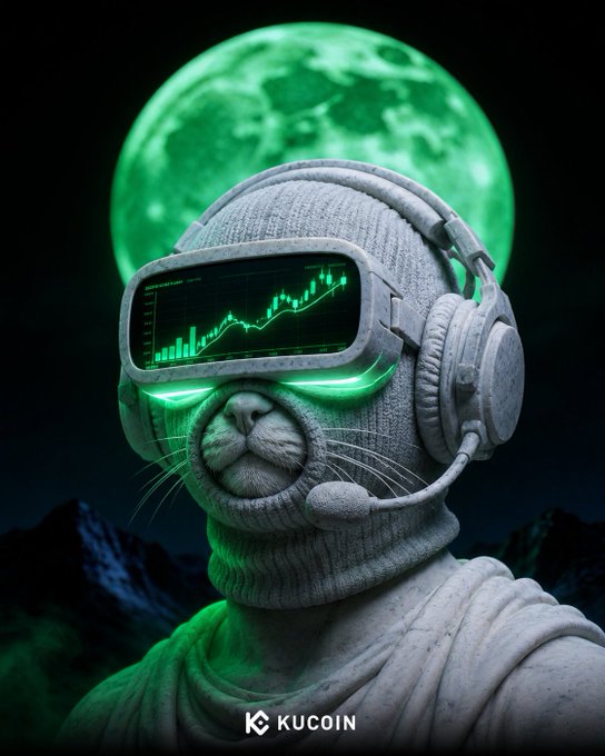 The image features a statue of a person wearing headphones, with a green screen displaying a graph or chart behind them. The caption reads "kucin", which could be interpreted as either "Kucin" being the name of the artist who created this piece or "Kucin's" being the name of the post that contains it. The image is related to the post because it features an illustration of a person wearing headphones and a graph, which might be interpreted as a reference to the post about the mask holder.