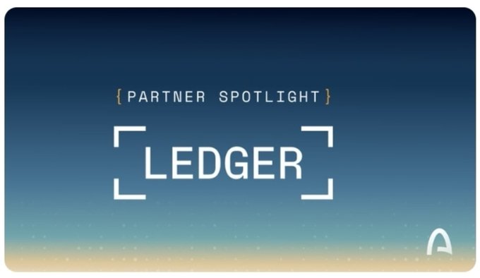A blue gradient 'PARTNER SPOTLIGHT' graphic featuring the Ledger brand name framed by corner brackets.
