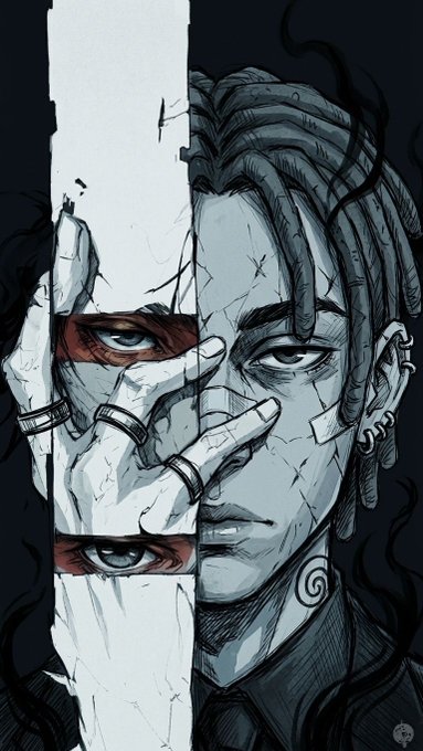 A stylized illustration shows a person with dreadlocks peering through a fractured vertical white panel, with their hand and eyes visible through the cracks, set against a dark background. The fragmented, breaking-away imagery visually echoes the post's message of perseverance, suggesting that breakthroughs often emerge through struggle and persistence.