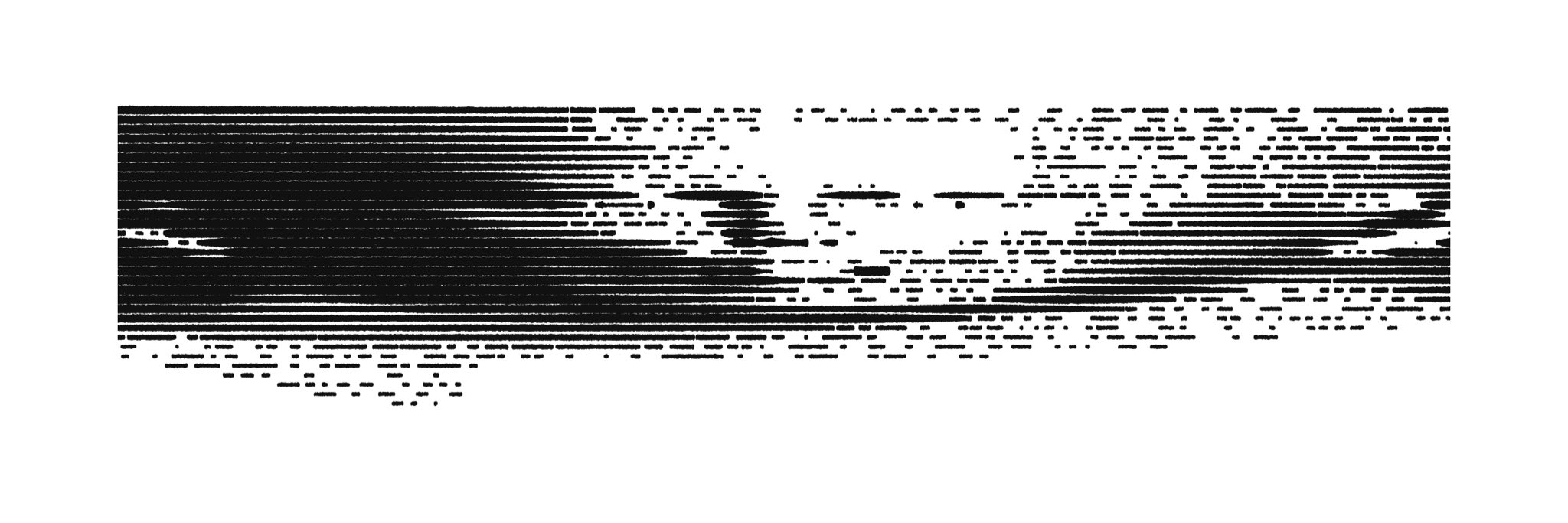 The image displays the word "KYC" rendered in a static/noisy banner style made up of glitchy horizontal stripes and pixelated artifacts, where the left and right sides appear heavily distorted while the central letters are partially legible. It visually represents one of the static banner versions available for download at jack.art/kyc/collection, alongside spin and rotate variations of the KYC artwork.