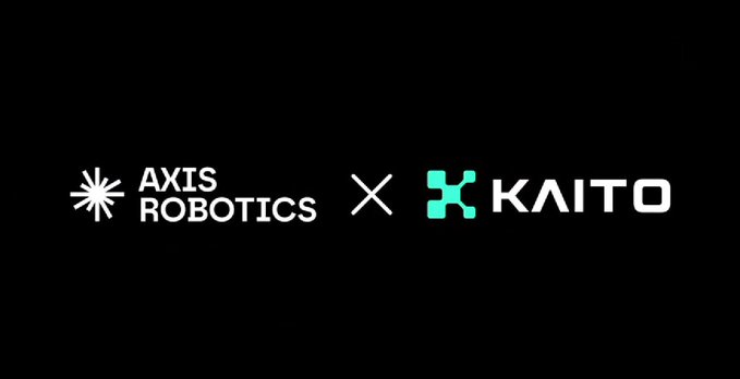 A black background graphic showing the logos for 'AXIS ROBOTICS' and 'KAITO' separated by an 'x' symbol, indicating a partnership or collaboration.