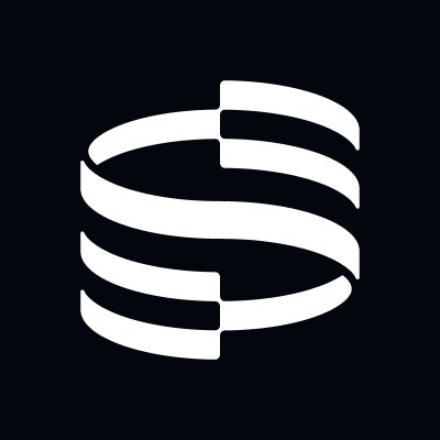 A stylized "S" logo formed by curved white stripes on a dark background, representing Securitize's branding alongside their Q2 2026 earnings report featuring record tokenized AUM.