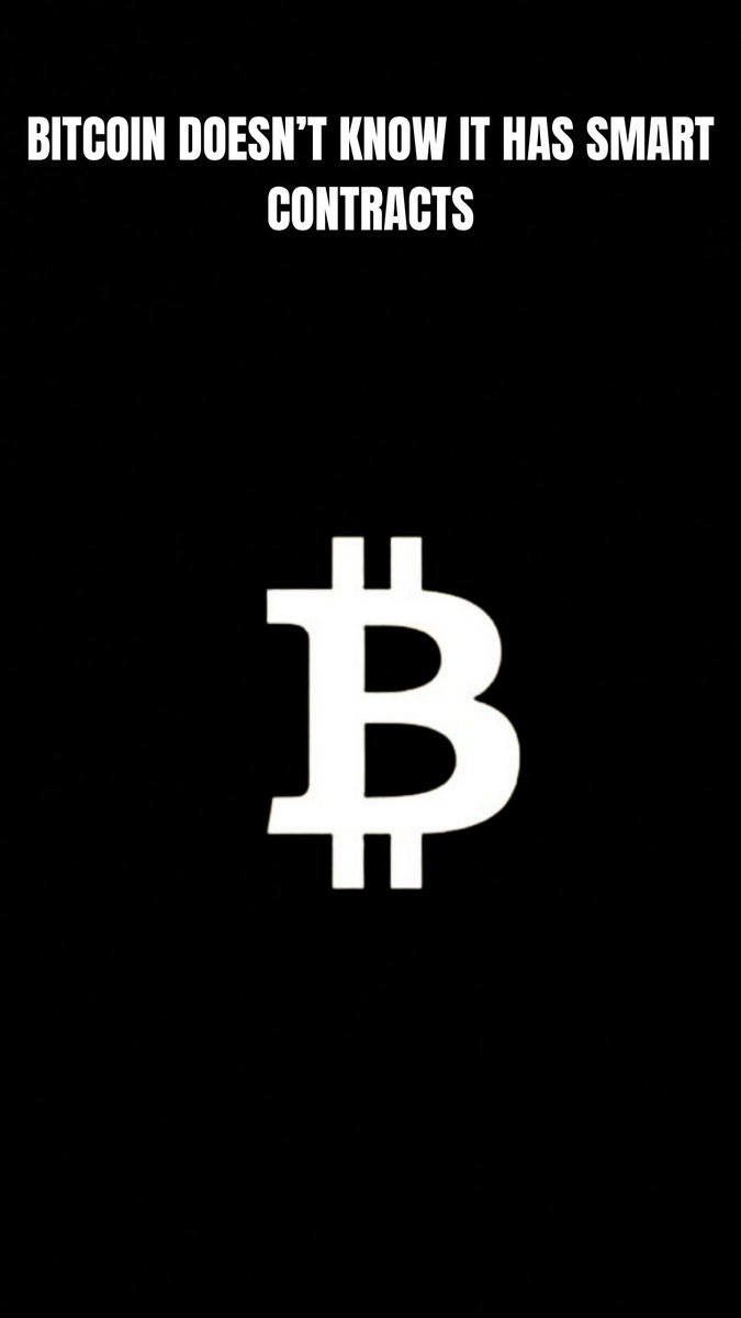 The image shows the Bitcoin logo with the text "BITCOIN DOESN'T KNOW IT HAS SMART CONTRACTS" on a black background. This visual supports the accompanying post about RGB++ and Nervos Network's $CKB, suggesting that Bitcoin's smart contract capabilities are underutilized or unrecognized—and that protocols like RGB++ can unlock this potential natively without bridges or wrapped assets.
