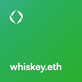 A simple green graphic displaying a logo and the text 'whiskey.eth'.