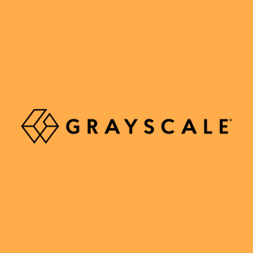 The image displays the Grayscale logo—a geometric hexagonal cube icon next to the bold "GRAYSCALE" wordmark—set on a vibrant orange background, visually reinforcing the company's recent S-3 filing to convert its Litecoin Trust into a spot ETF listed on NYSE Arca.