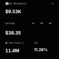 The image shows a dashboard displaying an earnings balance of $9.53K, earnings of $38.35, and total coins of 11.4M with a 11.26% yield. The accompanying post explains that the user withdrew most of their $20K Tori Finance deposit—keeping only $500—due to concerns about DeFi exploits and unstablecoins, suggesting they had previously deposited a larger sum than what's currently shown on the dashboard.