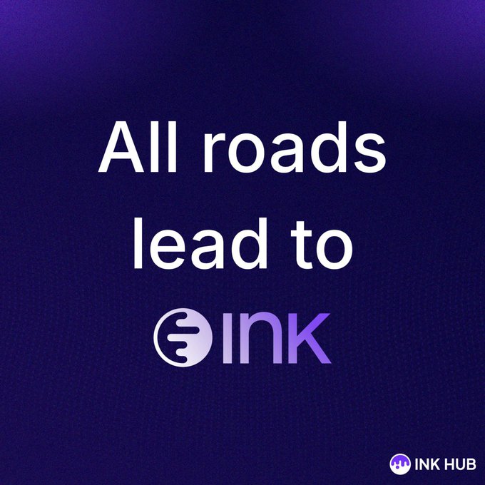 A promotional graphic with a purple background reading 'All roads lead to INK' with the Ink Hub logo in the bottom right corner.