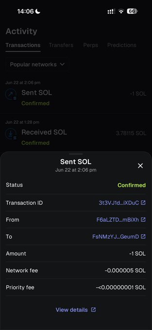 The image shows a cell phone screen displaying information about a transaction, including details such as the amount of money received by the winner of a giveaway. The text "SOL" can be seen at various points within the message, indicating that the winner has been sent their money.