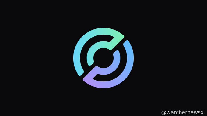 A circular logo with gradient blue-green-purple coloring forming a stylized 'G' or interconnected arcs on a dark background, watermarked '@watchernewsx'.