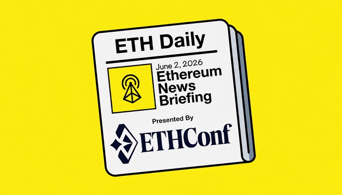 The image features a yellow background with white text that reads "ETH Daily" at the top, followed by "Ethereum News Briefing" below it. The text is in black font against the yellow background. Below this, there's an illustration of a book titled "Quantum Bitwise". The title and author are also written in black font.