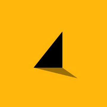 A black geometric triangle casts a shadow on a yellow background, symbolizing the bridging or connection between two entities. The minimalist design visually represents the integration of Bitcoin and Cardano through Sundial's new eUTXO Layer 2 testnet, highlighting the merging of these two blockchain ecosystems.