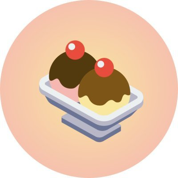 A peach-colored circular icon featuring a beautifully illustrated ice cream sundae with two scoops of chocolate ice cream, topped with cherries, and served in a white dish. The image serves as a playful, thematic representation of "SundaeSwap," the Cardano DEX named after the dessert, visually tying into the announcement about its Sundae v4 upgrade.