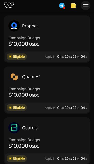 The image shows a mobile phone screen that displays several campaign budget options displayed at different times of day. These campaigns have been created by users who are paid via X account. The app allows them to easily access these campaign budgets, edit their rates, or accept offers from creators for posting on the app. This platform provides users with various campaign budget choices and the opportunity to receive payments directly from the creators themselves.
