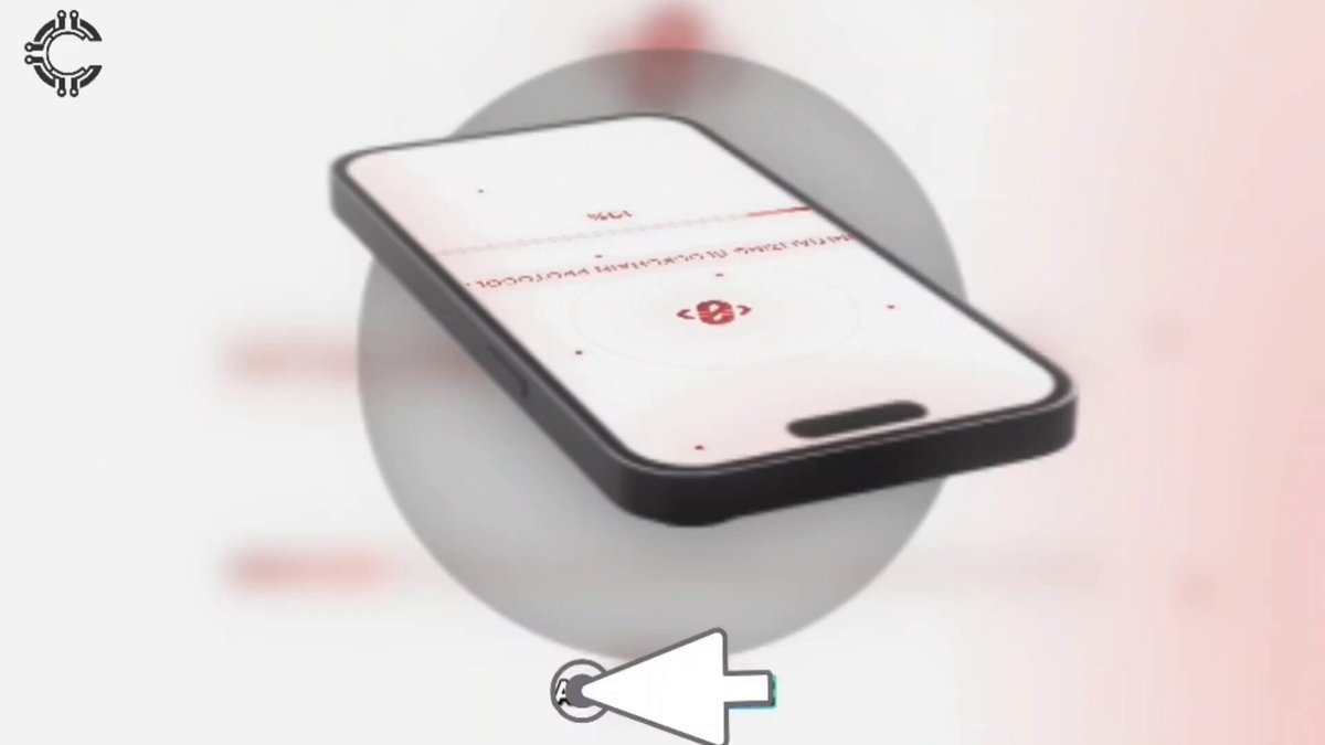 The image shows an iPhone with a red circle around its center, which has a white screen displaying "Cluster Protocol" and "@CodeXero_xyz V2". The background of the image is blurred, making it difficult to see any other objects or details in the scene. The focus of the image seems to be on the phone and its features rather than the surrounding environment.