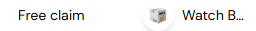 A cropped image fragment showing the text 'Free claim' on the left and 'Watch B...' on the right, separated by what appears to be a small appliance icon, suggesting a YouTube or social media interface.