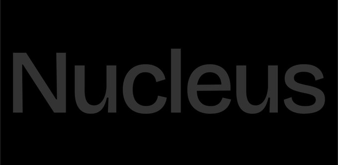 The word 'Nucleus' displayed in dark gray text on a black background.