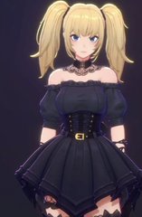 The image features Ani, a blonde anime-style character with twin tails wearing a dark gothic dress, shown as a static figurine or 3D model. The caption relates to the post by depicting Ani, a companion being discontinued ("depreciated") as part of a Character.AI service change.