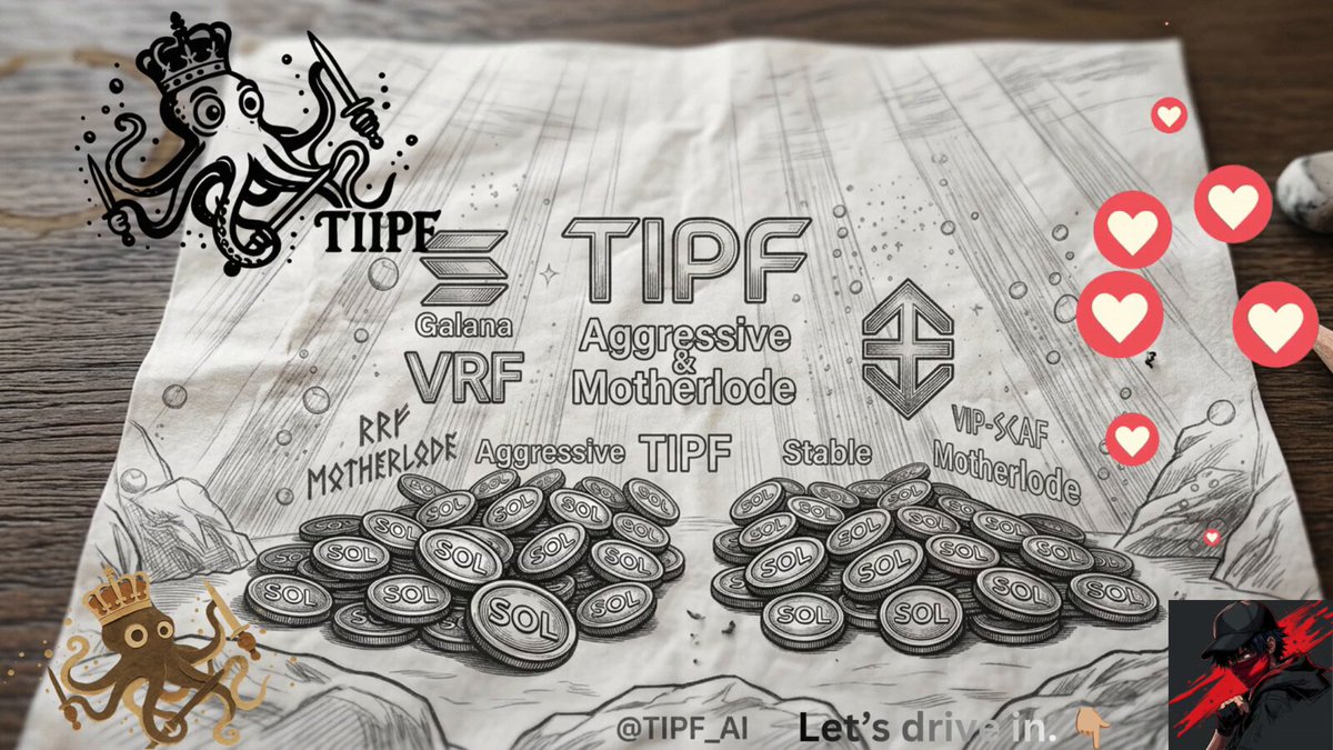 The image features a black and white illustration of a coin collection with two piles of coins - one larger pile at the bottom and a smaller pile towards the top. The text "TIPF" appears multiple times, possibly indicating that this is related to Bitcoin or another cryptocurrency. The image also includes a heart symbol in the middle, which could represent love or affection for the coin collection.