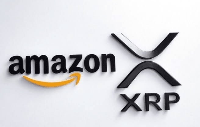 Image showing the Amazon logo next to the XRP cryptocurrency logo, suggesting a partnership or integration.