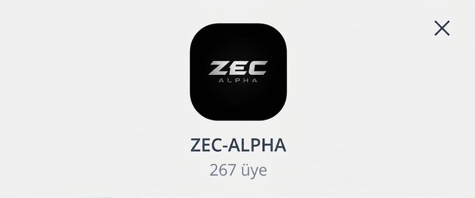 A screen showing the 'ZEC-ALPHA' app icon with '267 üye' (members) text below, indicating a Turkish community or group.