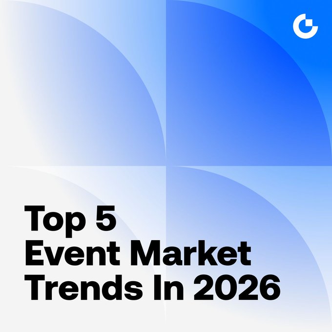 The image displays "Top 5 Event Market Trends In 2026," aligning with the post's focus on popular prediction market categories for that year. A subtle "G" logo is visible in the top right corner.