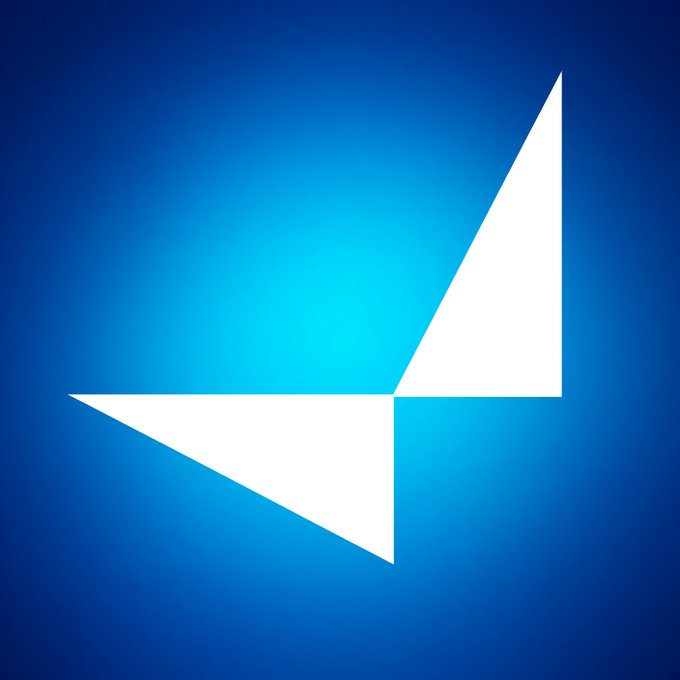 The logo for the cryptocurrency exchange Coinbase is displayed as a white geometric design on a blue gradient background.