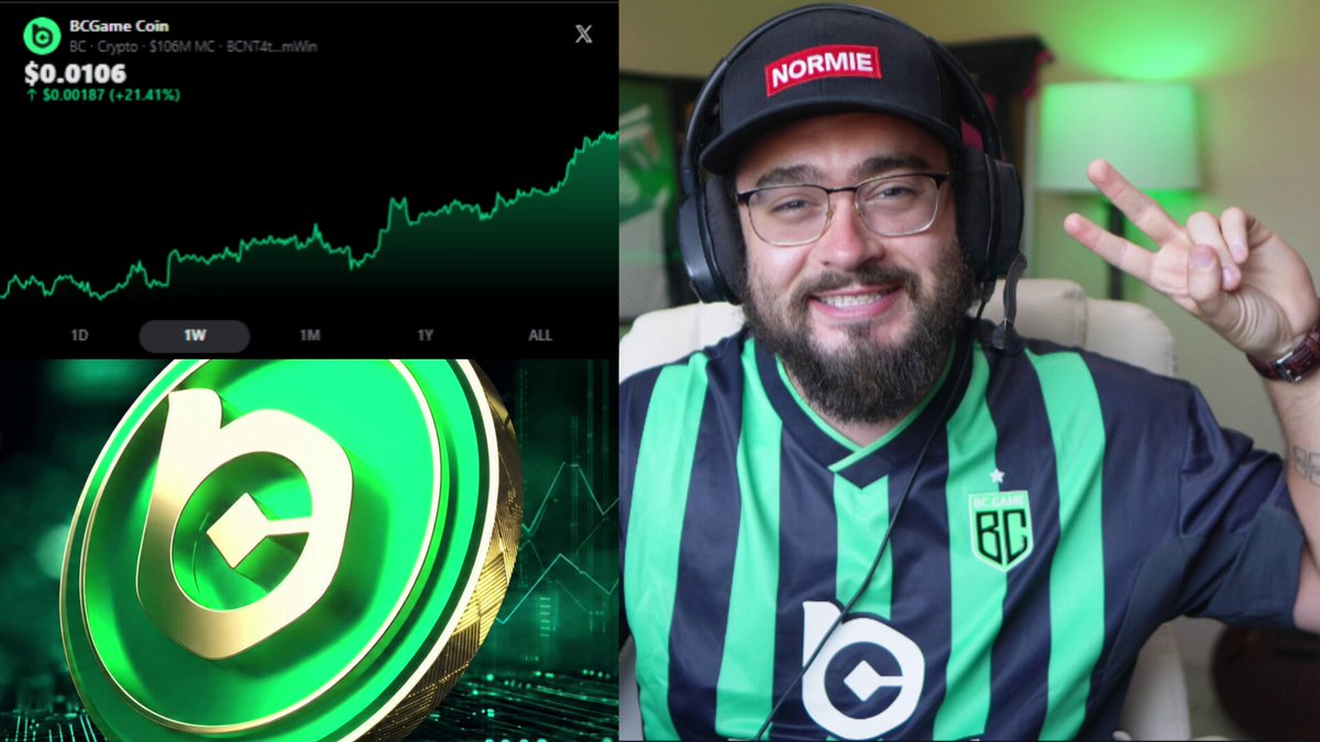 The image consists of two main posts, one being a collage featuring two different pictures with a prominent theme that combines both gaming and cryptocurrency. The other part shows an individual wearing a green, blue, and red striped shirt who has a big smile on their face while typing on a computer screen, possibly a Twitter account related to the cryptocurrencies. 

The first post, which includes various cryptocurrency logos such as Bitcoin and ether, is related to investing in these digital assets or playing games that involve them. The person's face and attire also reflect a sense of enjoyment in gaming and cryptocurrency activities. Both posts convey excitement about gaming, financial matters, and the potential rewards associated with participating in the virtual worlds represented by these cryptocurrencies.