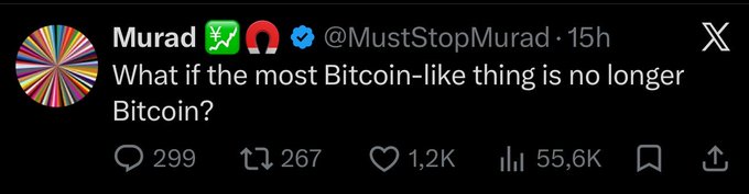 The image features a post by Murad, a Twitter user, who poses a question about Bitcoin and its value. The post includes a hashtag, #WhatIfTheMostBitsLike thing is no longer? This indicates that Murad is curious about the current state of Bitcoin or wants to explore the concept further. The post also mentions other users like Murad, Baproll, Tanz, Munchies, Joe and all others around and SPX holding pretty good. It seems that Murad has been following this topic for quite some time, as he is still interested in discussing it with others on Twitter.
