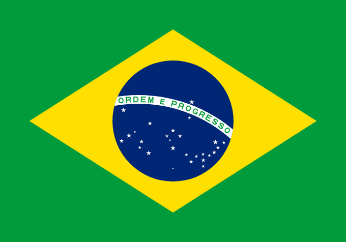 The Brazilian flag, featuring a green field with a yellow rhombus and a blue celestial globe inscribed with "ORDEM E PROGRESSO" (Order and Progress), is displayed as context for a post reporting that Brazilian authorities have dismantled a major international drug trafficking and crypto-laundering operation involving tonnes of cocaine and billions in reals.
