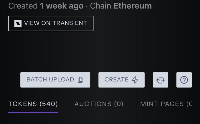 This image is an explanation of a software tool called "TransientLab", which was created 1 week ago for chain etherium transactions. The main feature of this tool is that it allows users to view transaction details, such as batch uploads and auctions, with just a few clicks. This user-friendly interface enables the development team at @Transient Labs to efficiently handle various tasks related to chain etherium transactions.