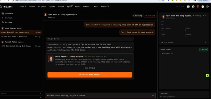 The main focus of the image is a screenshot from an online trading platform displaying the interaction between a user and their trading AI system. The chat window shows that the AI is actively monitoring the positions of traders, checking for market trends, asking about the most profitable MM settings, and even providing guidance on closing a certain position at the right time. This conversation takes place with the AI agent at its current location, which is shown as being in Europe. Additionally, there are two other people visible within the chat window, one near the top left corner and another located further down to the bottom of the screen. The overall image gives an insight into how trading AI works on real-time trading platforms like Twitter's.