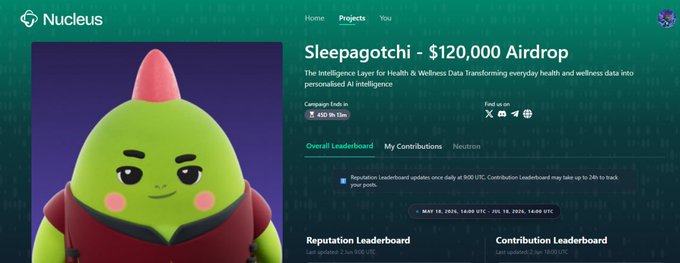 The image features an advertisement for a cryptocurrency called "sleepagotchi", which has been priced at $120,000 airdrop. The screenshot includes text and descriptions of the crypto asset, making it accessible to anyone interested in learning more about it or potentially investing in it. This description also mentions that there is still over 45 days left before the price drops below the listed value, offering potential investors an opportunity to take advantage of the significant price movement.