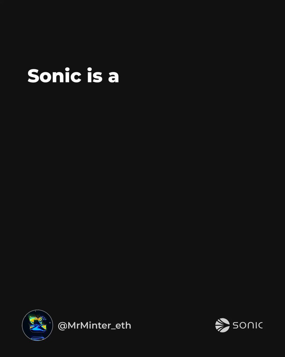 The image features a black background with white text that reads "Sonic is a". Below this, there's a small logo of a person wearing a blue shirt with the words "MrMinter_eth" written below them. The main content of the image is the caption "Sonic is a", which is related to the post about Sonic being built for agents and their future needs.