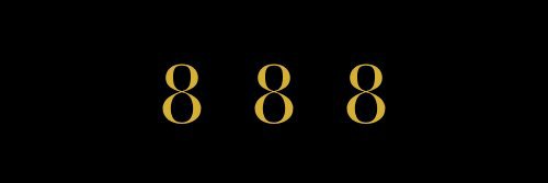 The number '888' displayed in glowing gold digits against a solid black background.