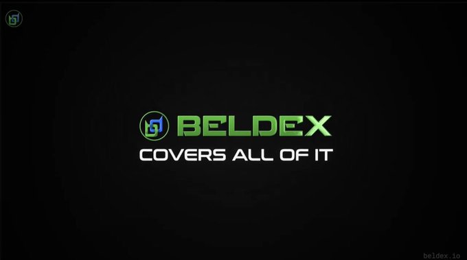 A logo screen for 'BELDEX' with the tagline 'COVERS ALL OF IT' displayed on black background.