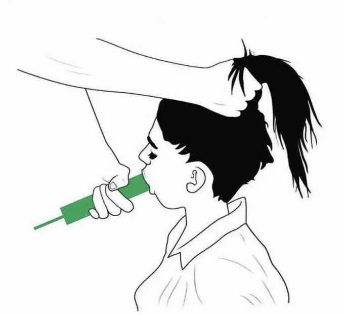 A black-and-white illustration shows a person in profile with a syringe inserted into their mouth, while another hand pulls a clump of their hair upward. The image visually evokes the phrase "Goodnight CT," using the syringe as a play on words—suggesting a "goodnight kiss" of a more fatal or pharmaceutical nature, likely referencing a darkly humorous or symbolic farewell to someone named "CT."