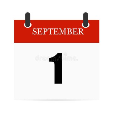 A calendar page displaying "SEPTEMBER" at the top in white text on a red banner, with a large black "1" below, marking September 1st—the start of a pivotal month for Pi Network featuring key milestones like the Protocol v27 Mainnet Upgrade on September 15.