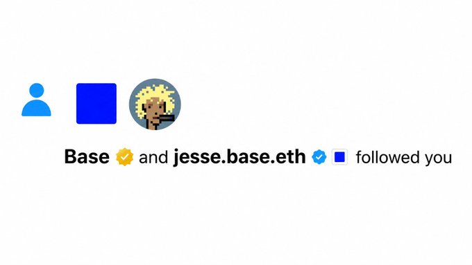 A social media notification showing that 'Base' and 'jesse.base.eth' followed the user.