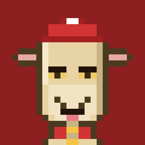 A pixel art goat character wearing a red cap and traditional Chinese-style outfit is centered against a maroon background, likely serving as a mascot for Cashmere Labs. The cute and quirky illustration complements the playful "Goat morning" greeting, with the animal mascot tying directly into the pun used in the accompanying message.