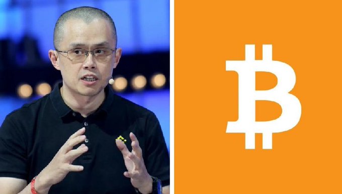 The image shows Binance founder Changpeng Zhao (CZ) speaking at an event, alongside the Bitcoin logo on an orange background. The composition visually ties CZ's bold prediction that Bitcoin could exceed $850,000 to the cryptocurrency's iconic branding, reinforcing the post's question about whether the market is undervaluing Bitcoin's long-term potential.