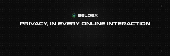 Black banner with the BELDEX logo and the text "PRIVACY, IN EVERY ONLINE INTERACTION" on a dark grid background.